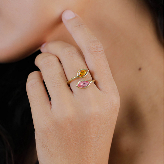 Кольцо Franck Herval, Emy, незамкнутое, с кристаллами, FH26.1-19-63820 (розовый)