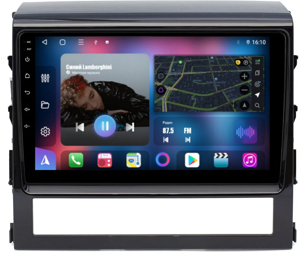 Магнитола для Toyota Land Cruiser 200 2015-2021 (без JBL) - FarCar BM567/609M монитор 9" QLED на Android 13, TS10, 4Гб+32Гб, CarPlay, 4G SIM-слот