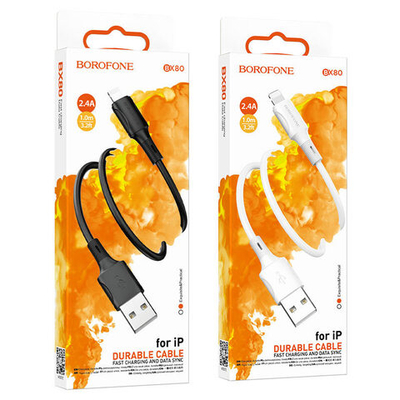 Кабель Borofone BX80 USB-Lightning 2.4А 1м PVC White