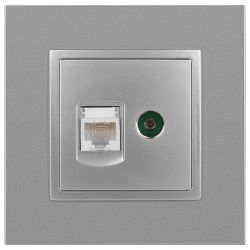 14-3110-03 ЭРА Розетка RJ45+TV, IP20, алюминий