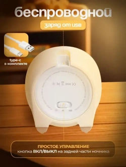 Детский ночник с таймером Капибара силиконовый, беспроводной светильник для малышей