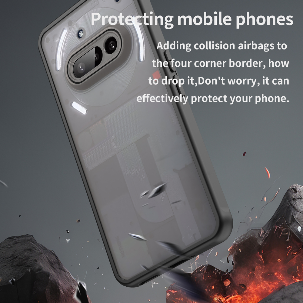 Защитный чехол с черными рамками для Nothing Phone 3a, задняя крышка тонированная прозрачная