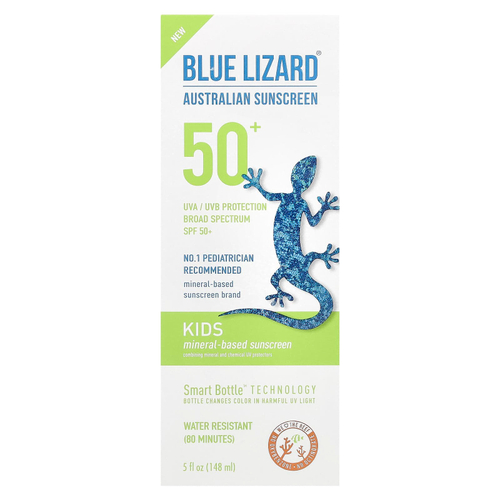 Blue Lizard Australian Sunscreen, Детское солнцезащитное средство на минеральной основе, SPF 50+, 148 мл (5 жидк. унц.)