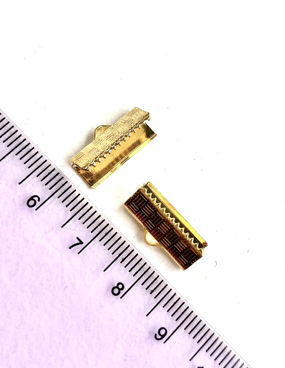 0278-з Зажим для лент и шнуров 10*6мм, позолота, пара