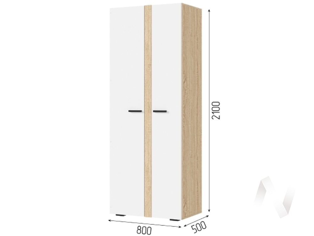 Шкаф 2-х створчатый ШК 02 МС Санса (дуб сонома/белый)