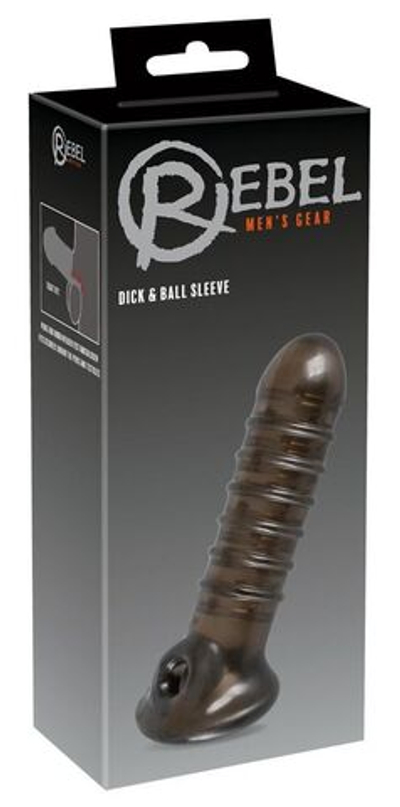 Насадка на пенис Rebel smoke с рёбрышками и отверстием под мошонку (Цвет: дымчатый)