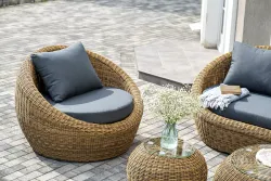 "Барселона" лаунж-зона из искусственного ротанга, цвет соломенный