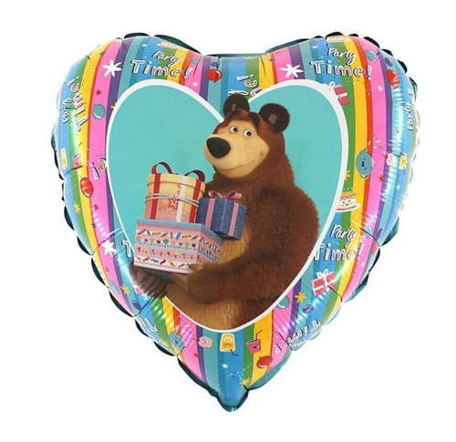 Шар сердце Маша и Медведь двусторонний