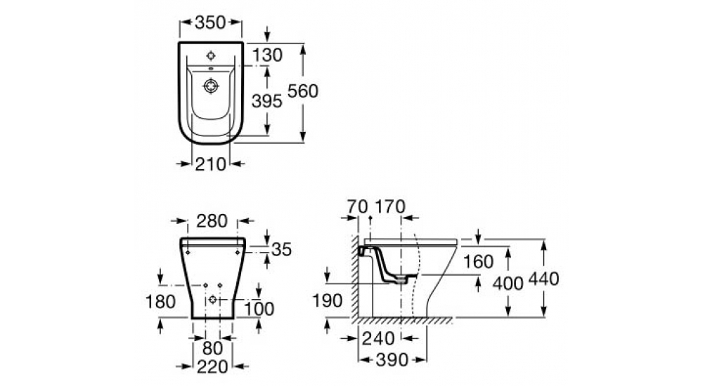 735747400 БИДЕ НАПОЛЬНОЕ ROCA THE GAP