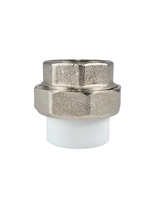 Муфта комбинированная разъемная (Американка) PPR внутренняя резьба 25х1,  белый, RTP (120/10)