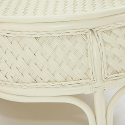 Комплект обеденный "ANDREA GRAND" (стол со стеклом+6 кресел+ подушки) TCH White (белый), Ткань рубчик, цвет кремовый