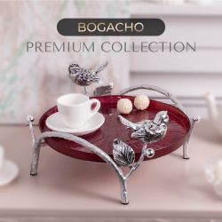 Фруктовница-конфетница Терра (поднос) Античное серебро Бордовый