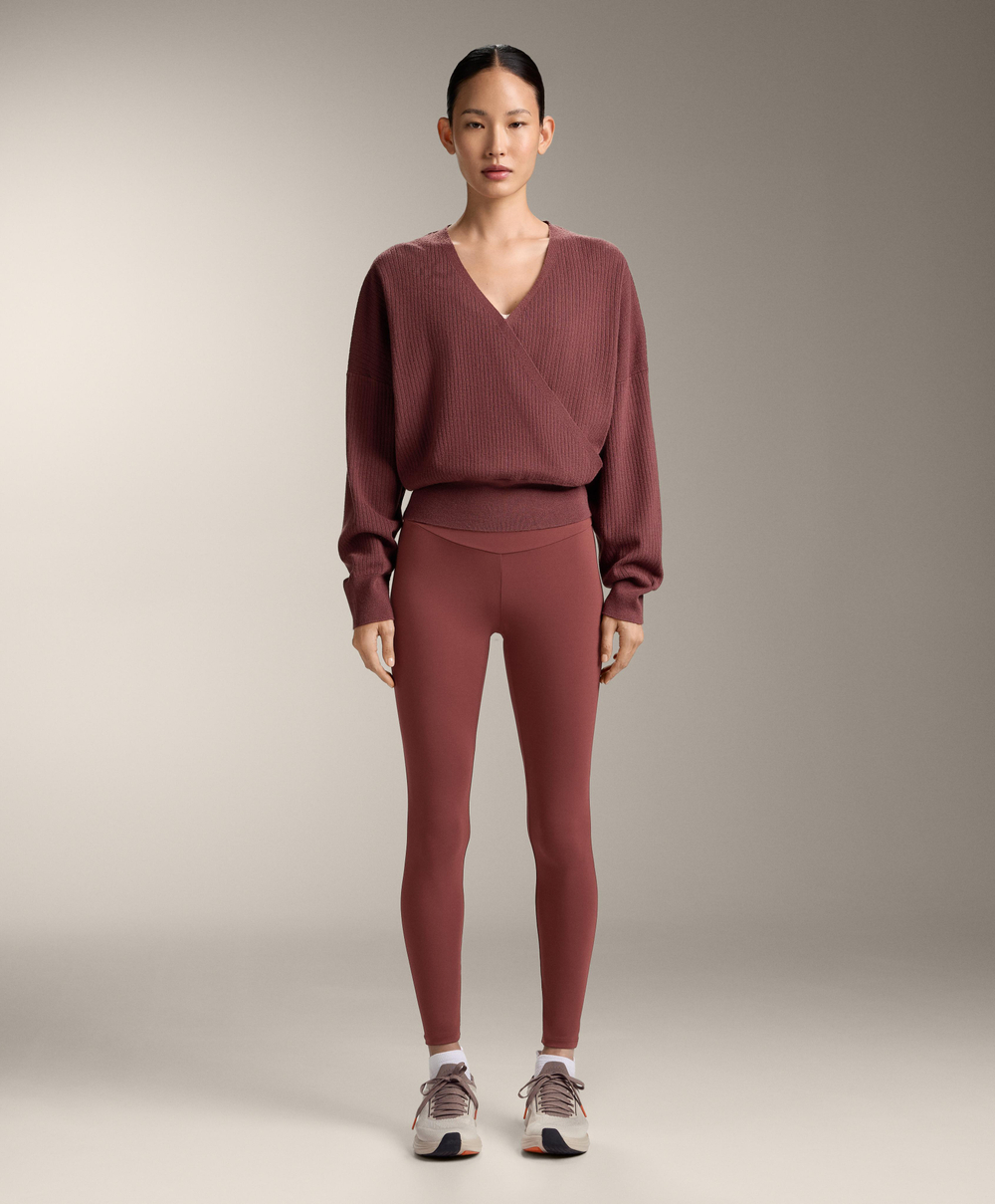 Oysho Вязаный свитер на запахе, линялый махагон