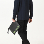 Balenciaga Leather Clutch Unisex Black