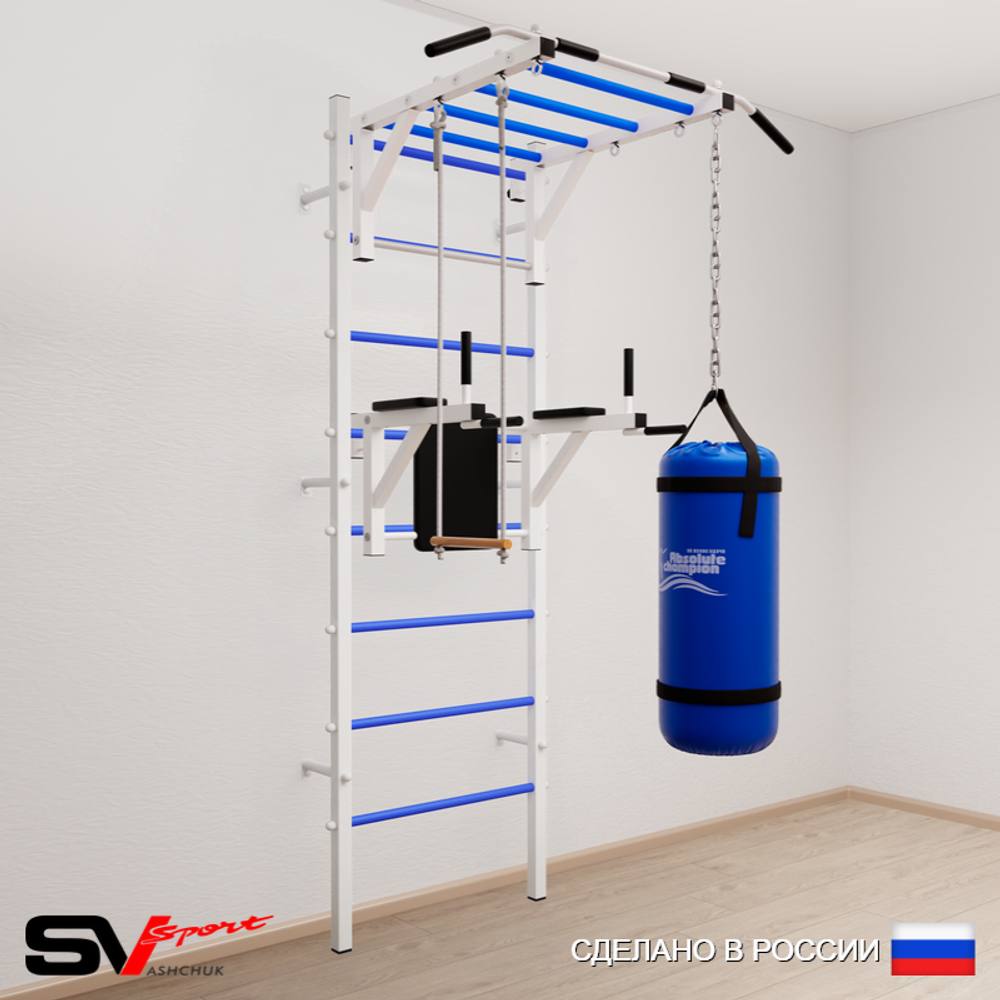 Шведская стенка Sv Sport усиленная 6432 (Турник рукоход/Брусья/Трапеция/Цепь/Мешок 22кг)