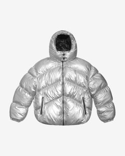 Пуховик Geometric Silver Сrumple Puffer 2.0 Hood серый