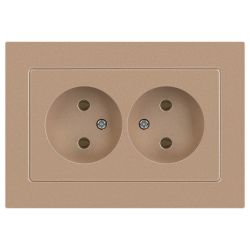 Розетка Intro Accent 6-204-04 двойная 2х2P 16А-250В IP20 СУ AL/CU шампань