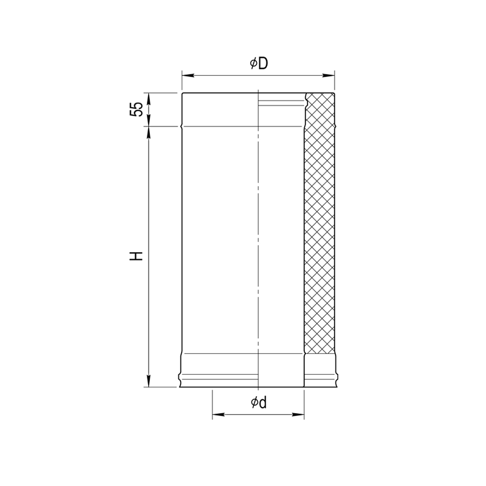 Сэндвич (труба термо) 1,0м (430/0,5мм) Ф115х200 нерж