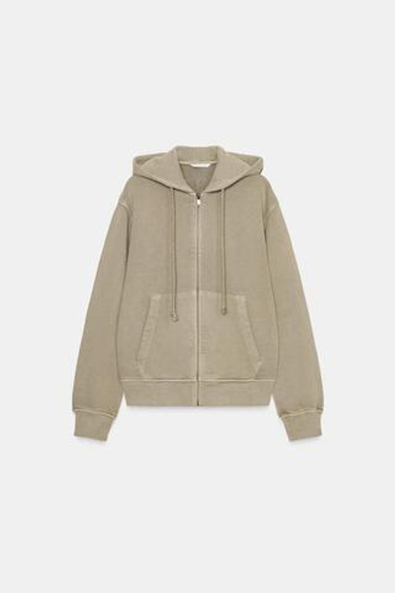 ZARA ХУДИ С КАПЮШОНОМ И ЭФФЕКТОМ ПОТЕРТОСТИ, КАМЕННО-СЕРЫЙ
