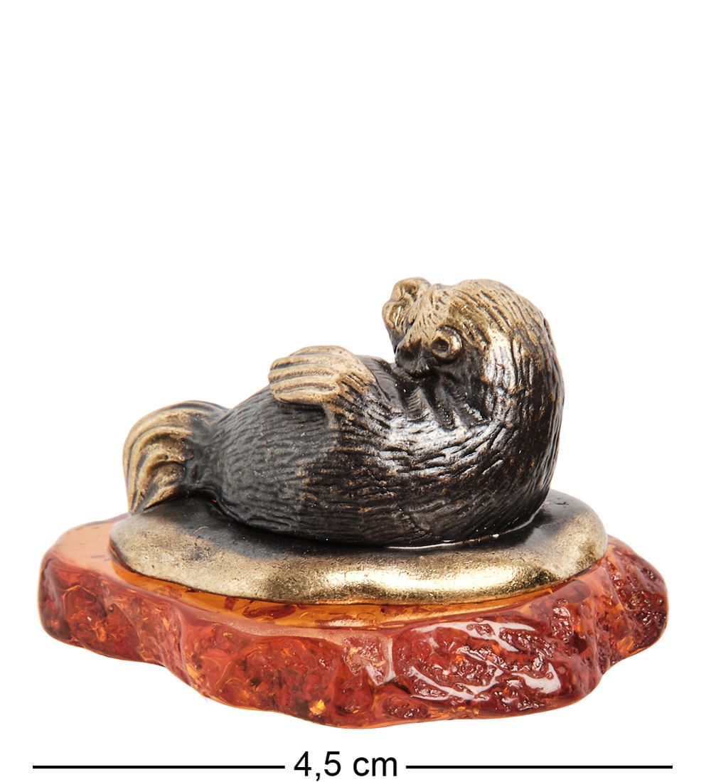 Народные промыслы AM-1114 Фигурка «Морской котик» (латунь, янтарь)