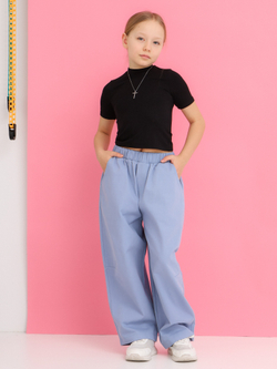 Брюки багги деним, голубые