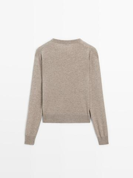 Massimo Dutti Свитер из смесовой шерсти с круглым вырезом, норка