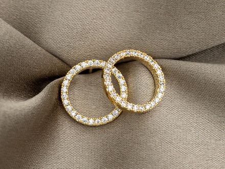 Серьги-гвоздики Круглые со стразами 12,5мм