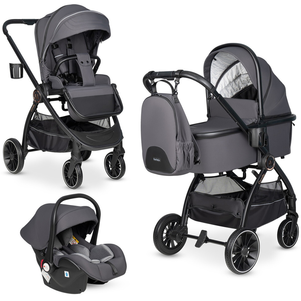 Детская коляска Farfello Camille 3 в 1 графитовый серый