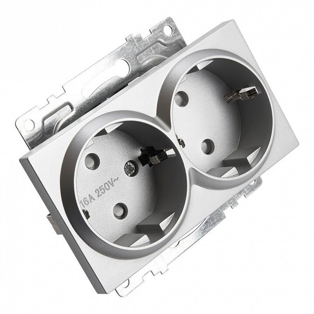 Розетка двойная с заземлением и со шторкой, без рамки Stekker Катрин 39584