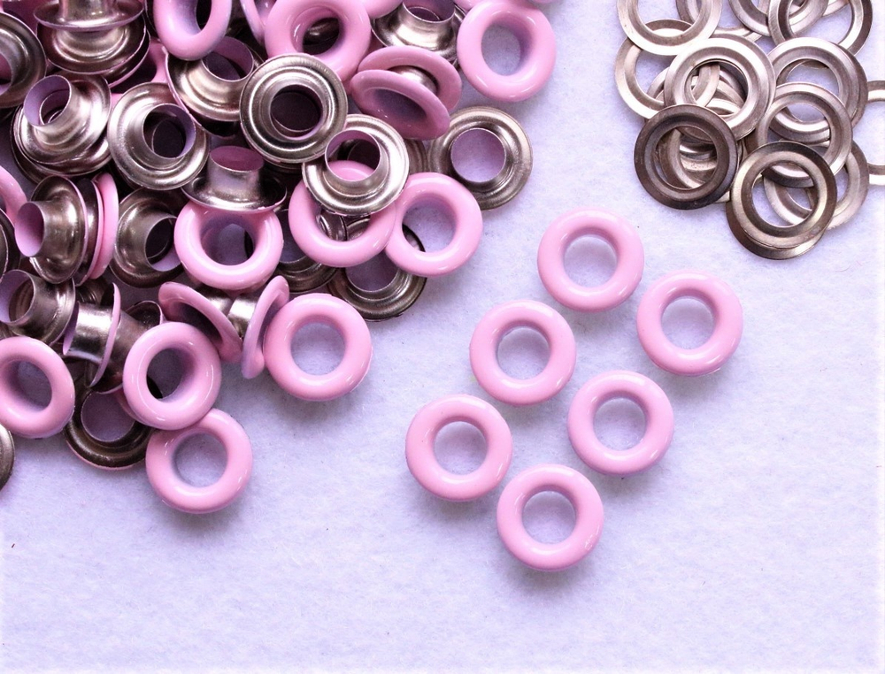 Люверс №5 (8мм), цвет- Розовый, эмаль/сталь, уп.-10 шт