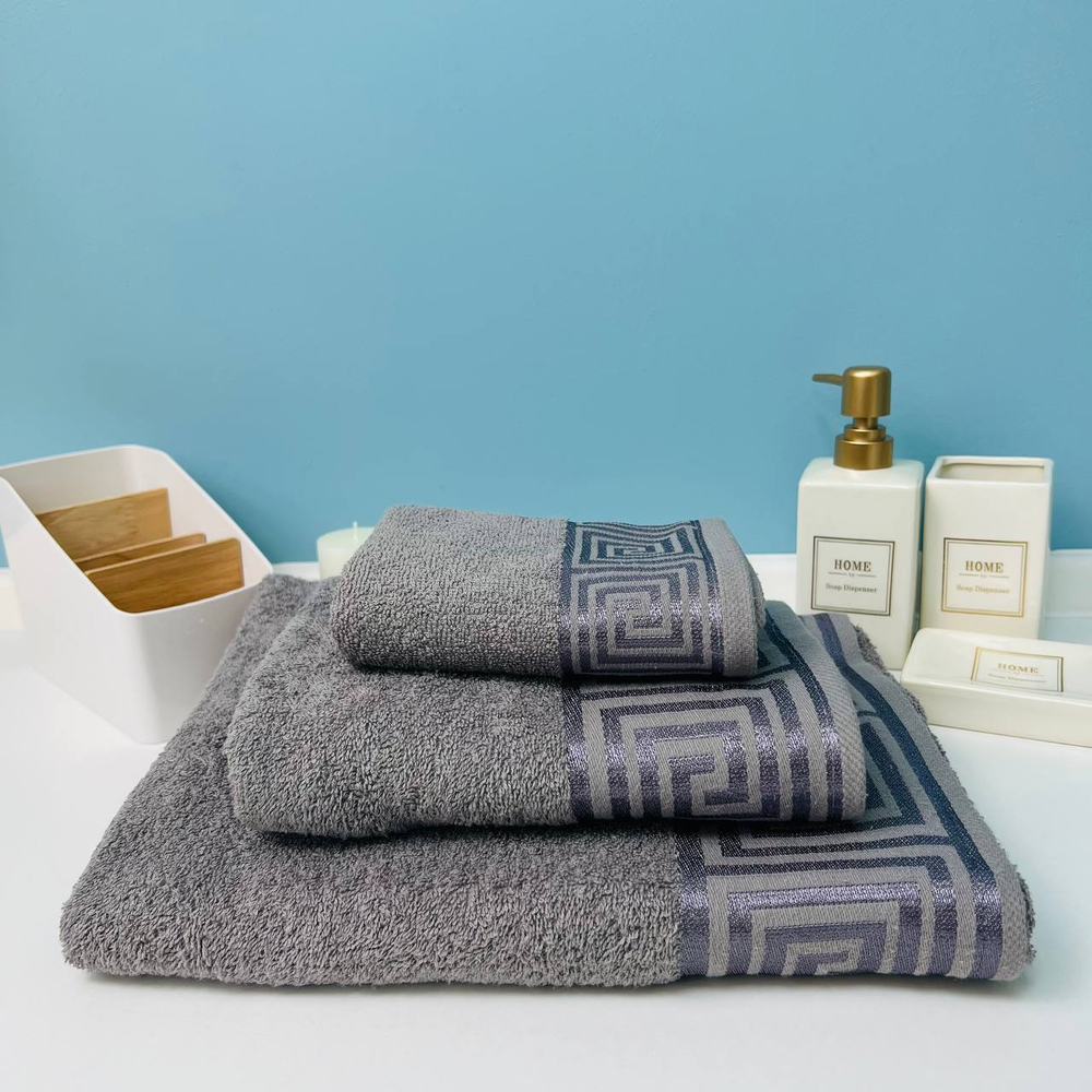 Полотенце махровое 70*140см «POSEIDON» цвет серый шторм 10330 плотность 420гр/м2 с петелькой-подвесом