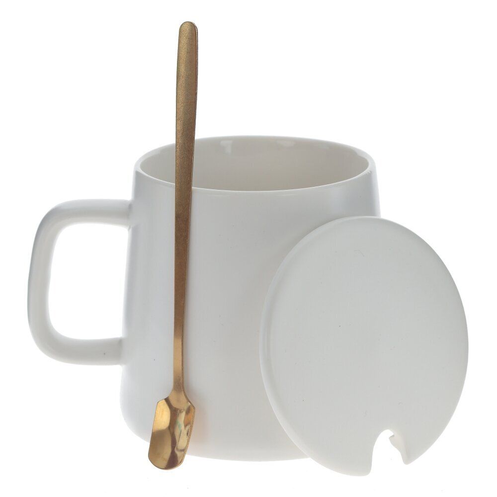 GAEM Кружка с крышкой и ложкой, 400 мл, L12 W9 H9 см, 4в.