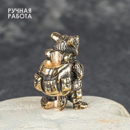 Бусина «Енот-турист» темлячная из латуни