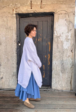 Юбка асимметричная двухслойная, пыльно-синего цвета