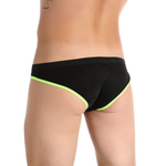 Черные трусы-слипы с салатовой окантовкой и низкой посадкой (Размер: XXL) (Цвет: черный)