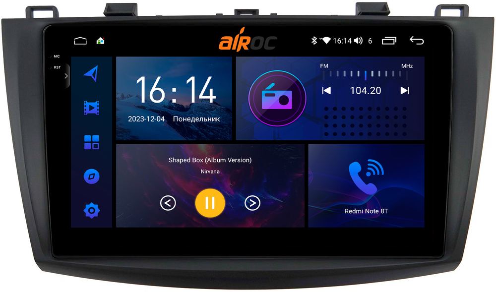 Магнитола для Mazda 3, Axela 2009-2013 - AIROC 2K RI-2414 Android 12, QLed+2K, ТОП процессор, 8/128Гб, CarPlay, SIM-слот