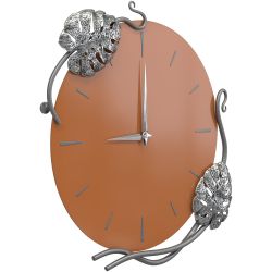 Часы настенные Monstera Deliciosa (Монстера) Колор Томленый оранжевый Сильвер