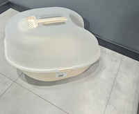 Закрытый лоток для кошек "Чистый котик" без двери, с ручкой для переноски, бежевый 61x41.5x41 см