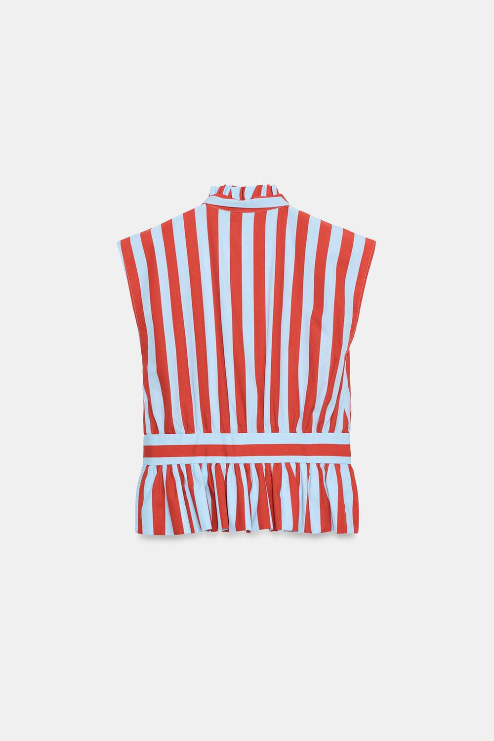 ZARA БЛУЗА В ПОЛОСКУ С УЗЛОМ, КРАСНАЯ ПОЛОСКА