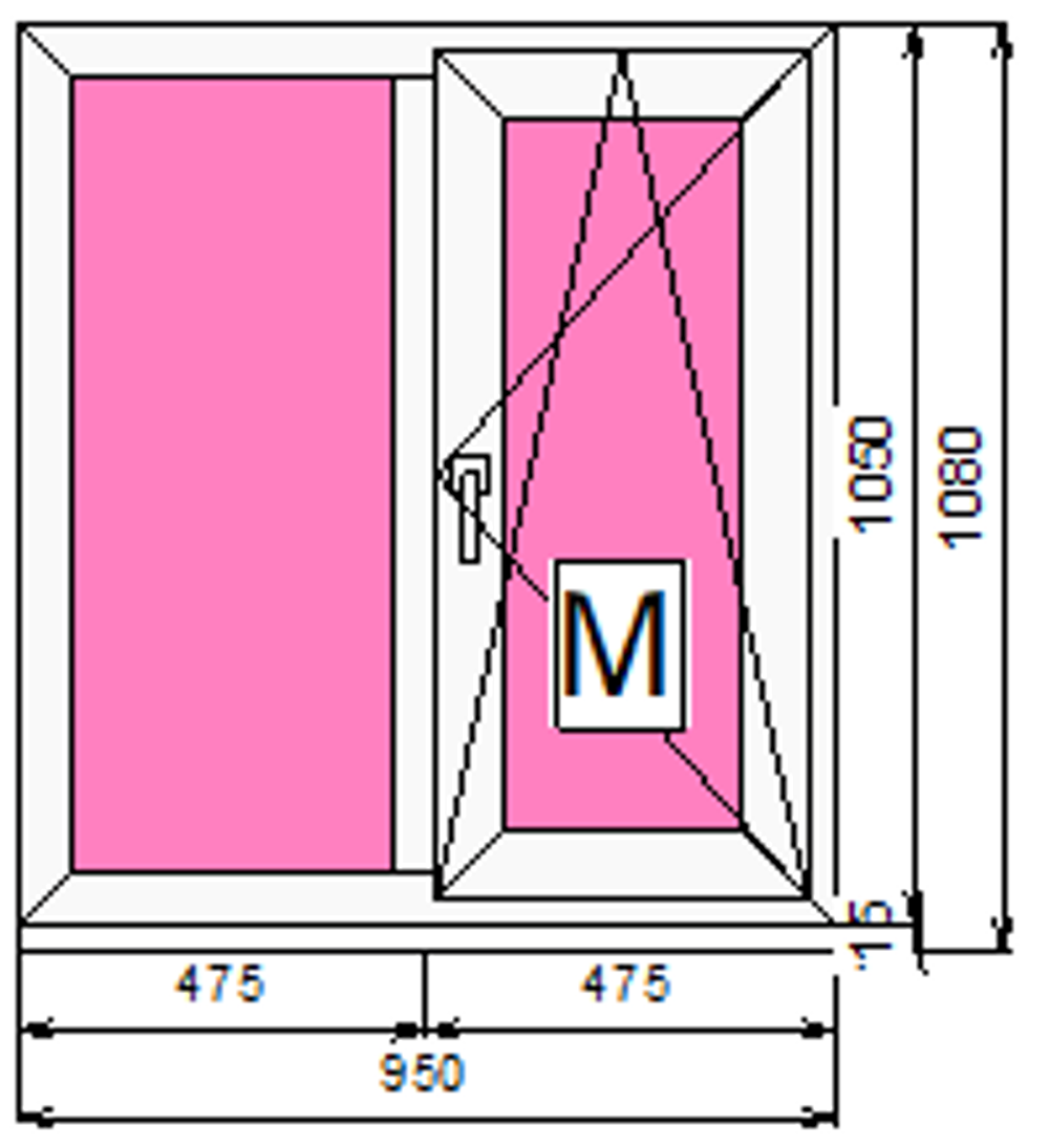 Пластиковое окно 1050 х 950 ТермА Эко + Москитная сетка