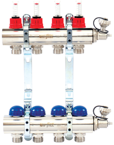 Коллекторы Uni-Fitt 440E из латуни с расходомерами и термостатическим вентилями