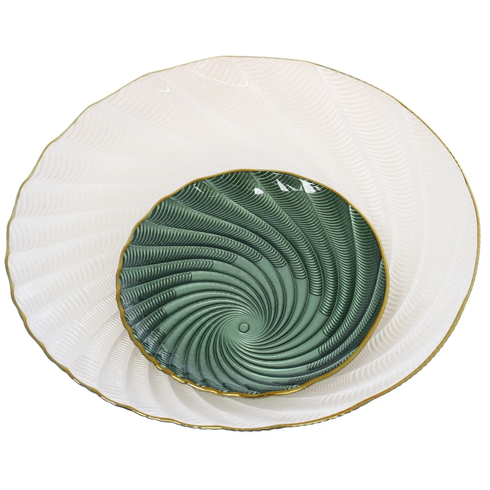 Тарелка стеклянная «Фьюжн» 16см изумрудный перламутр