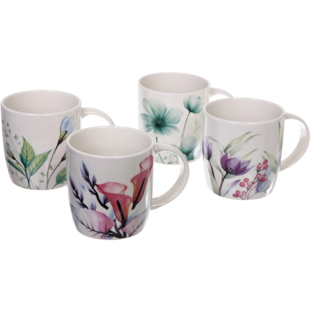 Кружка керамическая 350мл «Цветочная акварель», микс рисунков