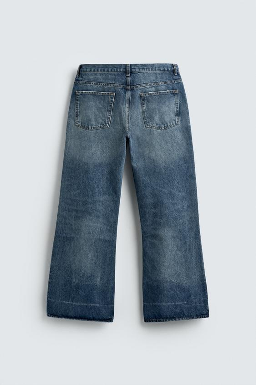 ZARA ДЖИНСЫ ШИРОКОГО КРОЯ, ВЫЦВЕТШИЙ СИНИЙ