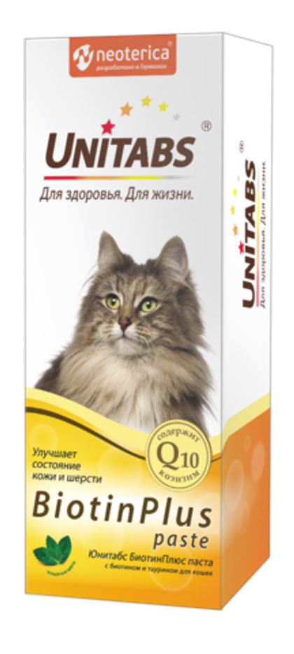 UNITABS BiotinPlus Paste Витаминно-минеральный комплекс для кошек для кожи и шерсти в виде пасты, 120 мл