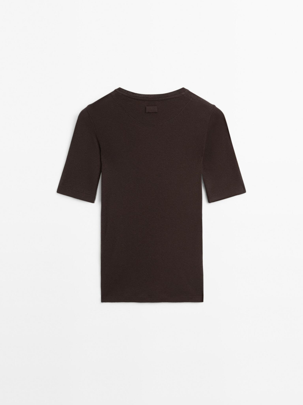 Massimo Dutti Футболка из смесового хлопка, коричневый