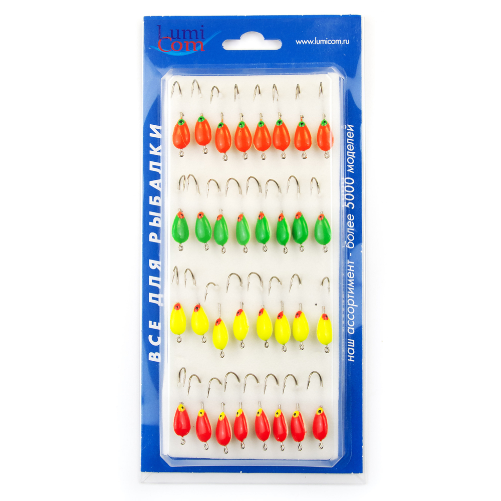 Мормышка фосфорная 106, №4 Long+,ABC (набор 32шт)