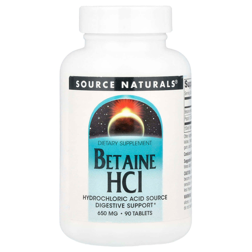 Source Naturals, бетаина гидрохлорид, 90 таблеток