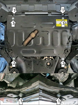 Защита картера двигателя, КПП. 2 мм, Сталь. для Changan UNI-K 2020-н.в., Motodor.77212