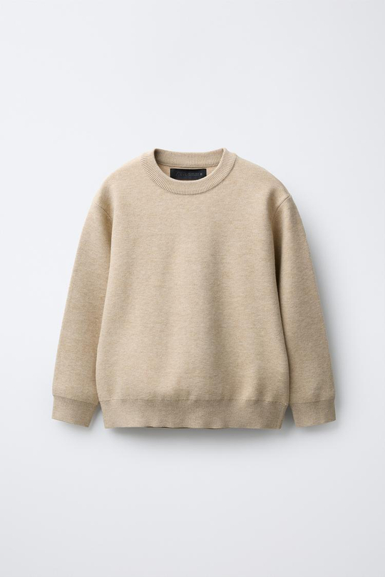 ZARA ОДНОТОННЫЙ СВИТЕР, ПЕСОЧНЫЙ